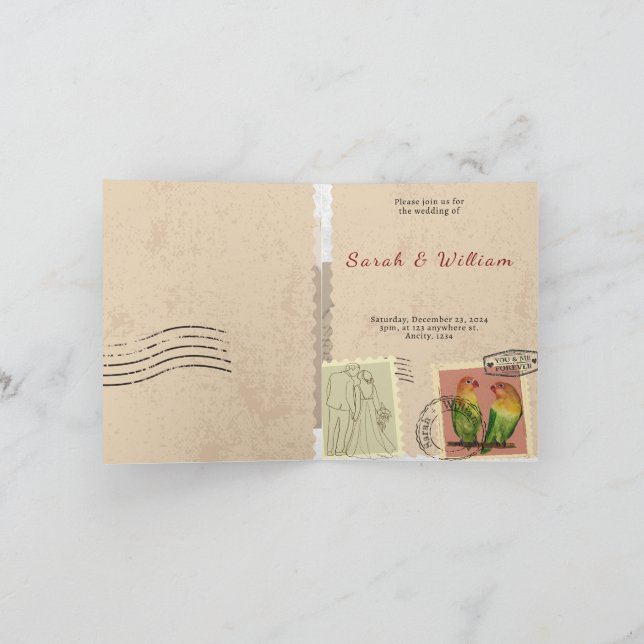 Invitación a casamiento con sello vintage (Interior)