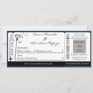Invitación a casamiento con tarjeta azul dandeli d