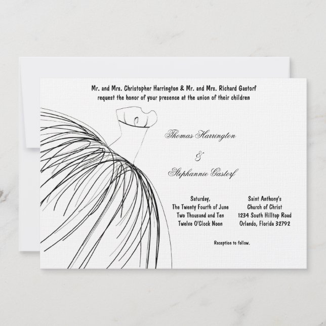 Invitación a casamiento con vestido negro las 7 ho (Anverso)