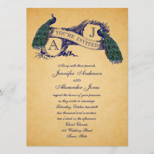 Invitación a casamiento con vinagre de pavo real