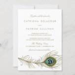 Invitación a casamiento con vinagre de plumas de p<br><div class="desc">Invitación al personalizable con un fantástico ilustracion de pluma pavo real.</div>