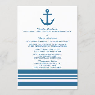 Invitación a casamiento de ancla náutica