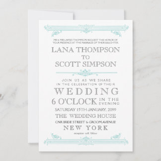 Invitación a casamiento de aqua turquesa y tipogra
