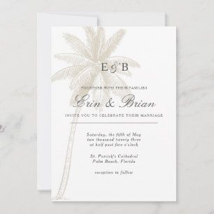 Invitación a casamiento de árbol de palmas Color n