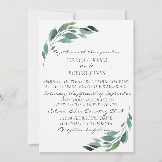 Invitación a casamiento de bifurcación de color de (Anverso)