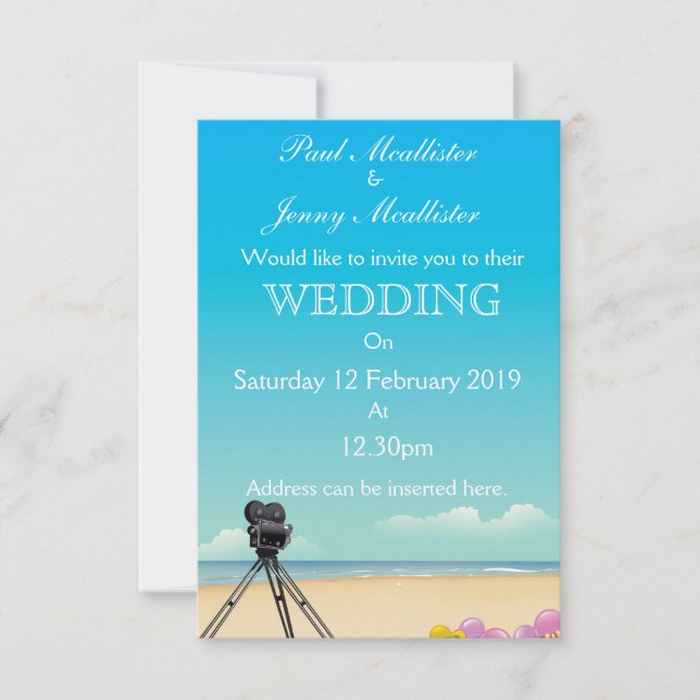 Invitación a casamiento de cámara de películas de  (Anverso)