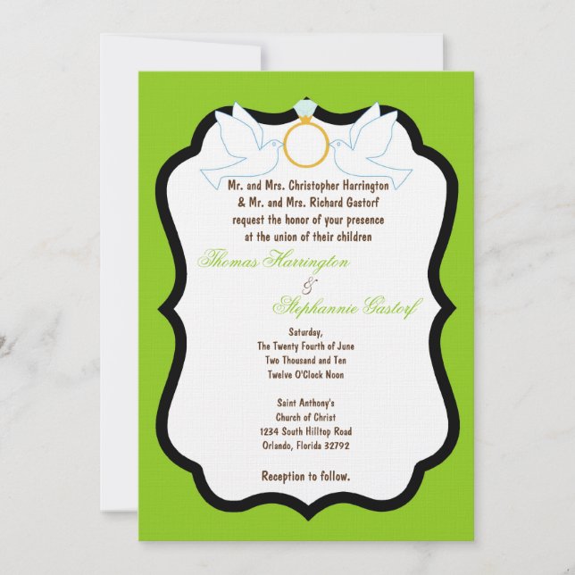 Invitación a casamiento de diamantes en estufa ver (Anverso)