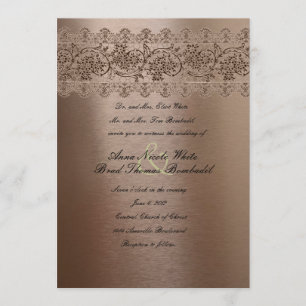 Invitación a casamiento de encaje rosado