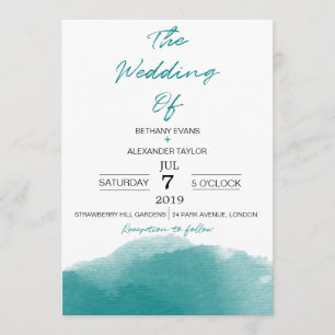 Invitación a casamiento de escritura azul Verde az