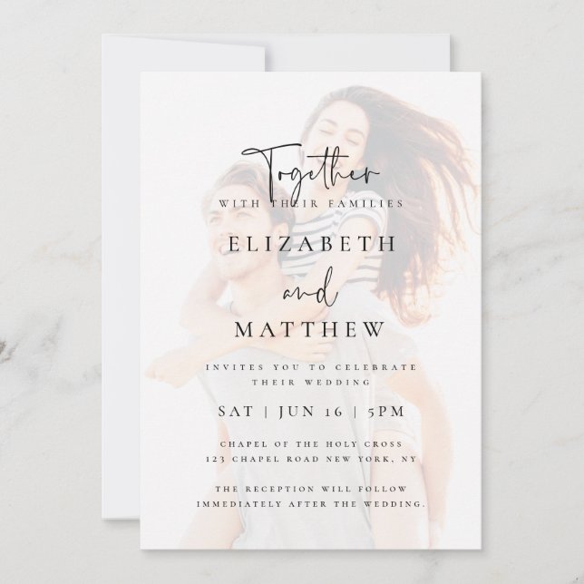 Invitación a casamiento de fotografía de Moda simp (Anverso)