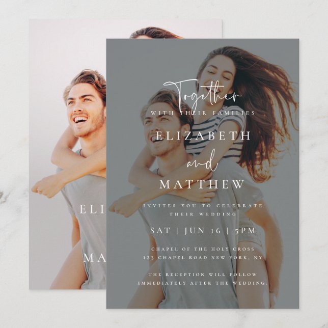 Invitación a casamiento de fotografía de Moda simp (Anverso / Reverso)