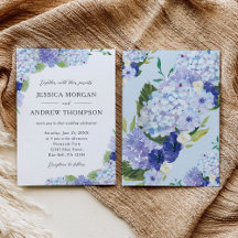 Invitación a casamiento de hidrangea azul