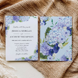 Invitación a casamiento de hidrangea azul