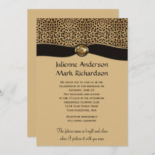 Invitación a casamiento de joyas de cinta de leopa