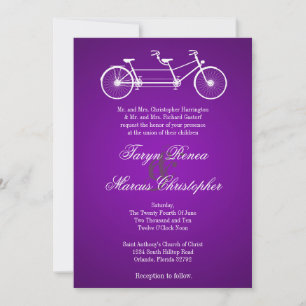 Invitación a casamiento de lino púrpura de bicicle