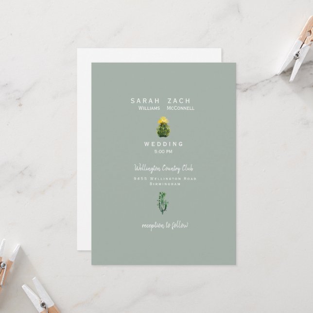 Invitación a casamiento de masas de cactus sage, s (Anverso/Reverso In Situ)