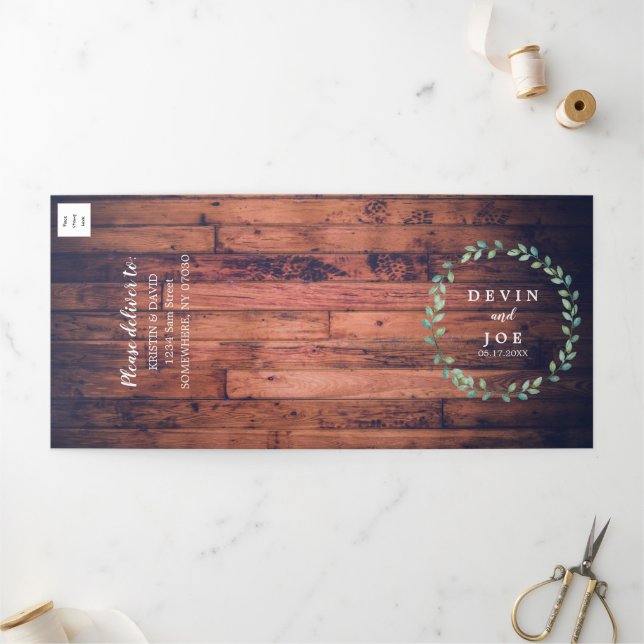 Invitación a casamiento de matrimonio de color de  (Exterior)