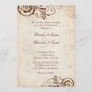 Invitación a casamiento de Moda floral marrón marr