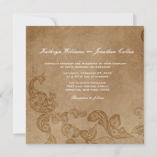 Invitación a casamiento de pavo blanco con flores