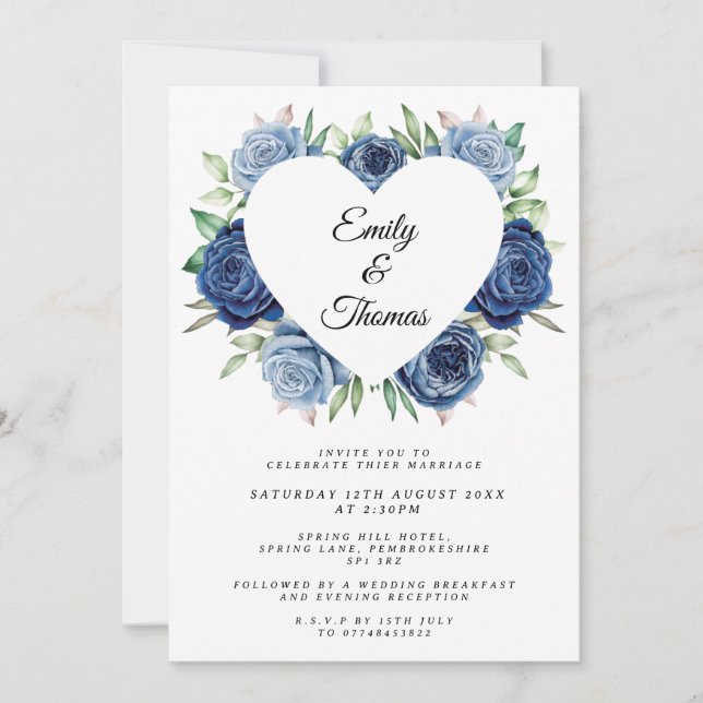Invitación a casamiento de Rosa azul de la Marina (Anverso)