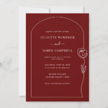 Invitación a casamiento de Rosa de dibujo de línea
