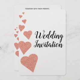 Invitación a casamiento de Rosa Purpurina de oro