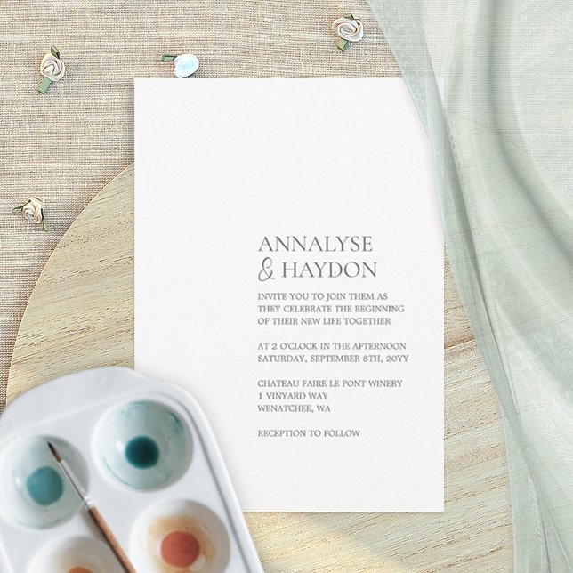 Invitación a casamiento de tipos de letra simples  (simple, minimalist, blank text-only wedding invitation, modern, elegant script)