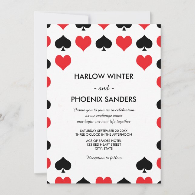 Invitación a casamiento del Casino Hearts Spades (Anverso)