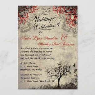 Invitación a casamiento en árbol de vintage