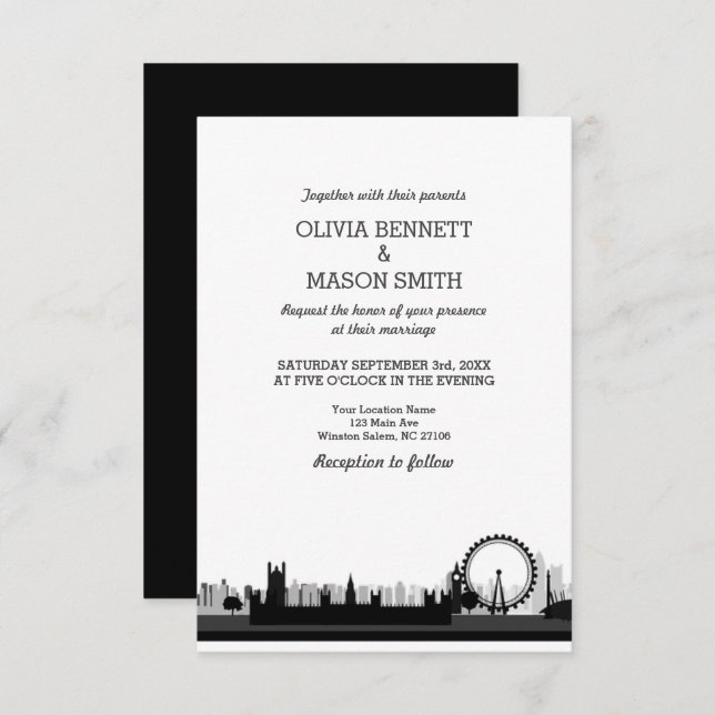 Invitación a casamiento en el paisaje urbano de Lo (Anverso / Reverso)