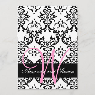 Invitación a casamiento en monograma rosado con Da