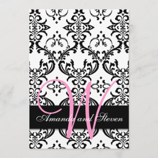 Invitación a casamiento en monograma rosado con Da