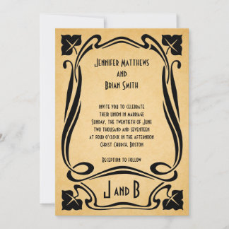 Invitación a casamiento en negro vintage