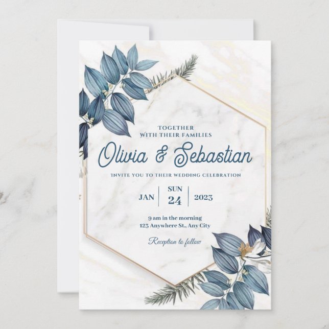 Invitación a casamiento estético Naranja grisáceo  (Anverso)