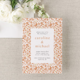 Invitación a casamiento floral de Dusty Rosa Vinta