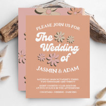 Invitación a casamiento floral de Naranja rosado G