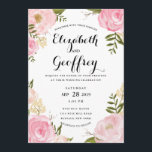 Invitación a casamiento moderno con flores rosadas<br><div class="desc">Estilo sofisticado de letra manuscrita, con tipografía de moda clásica. Invitación de bodas de moda. Algunos elementos de CreateTheCut.com. ***NOTA: sólo estilo de ilustraciones dibujados a mano. Las flores se imprimirán y no se dibujarán a mano. Si cambia el tipo de letra o el tamaño del tipo de letra, puede...</div>