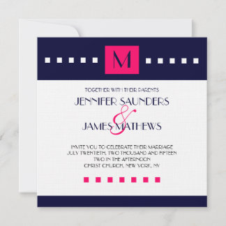 Invitación a casamiento moderno en monograma rosa
