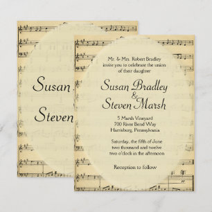 Invitación a casamiento musical de hoja de cosecha