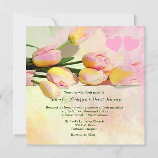 Invitación a casamiento personalizado de tulipanos (Anverso)