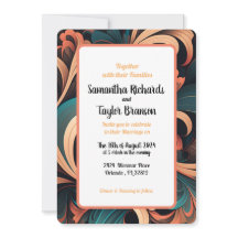 Invitación a casamiento retro floral vintage