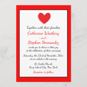 Invitación a casamiento rojo, negro y blanco
