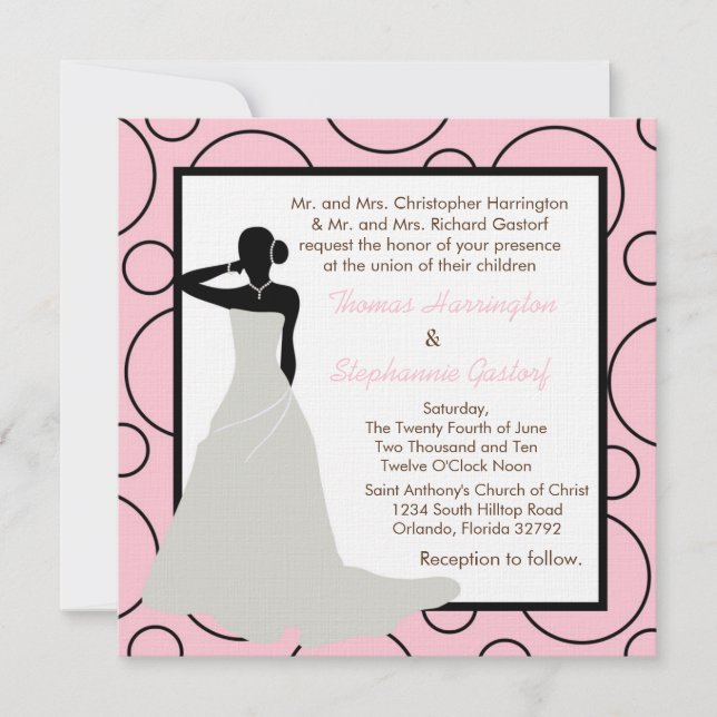 Invitación a casamiento rosa pálido 5x5 (Anverso)