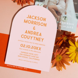 Invitación a casamiento rosa y Naranja de verano r