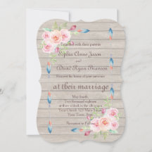 Invitación a casamiento rústico floral de una viej