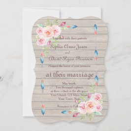 Invitación a casamiento rústico floral de una viej