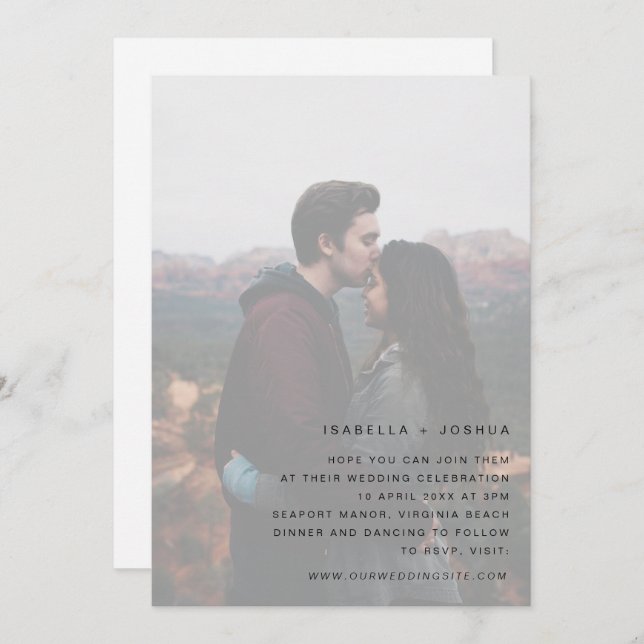 Invitación a casamiento simple y personalizado fot (Anverso / Reverso)