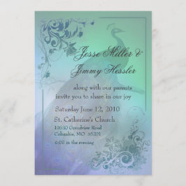 Invitación a casamiento temática de pavo real