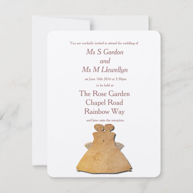 Invitación a casar a novias lesbianas vintage (Anverso)
