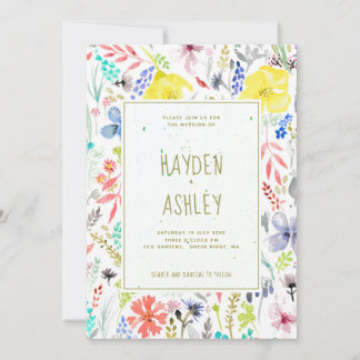 Invitación a casar acuarela floral de bonito